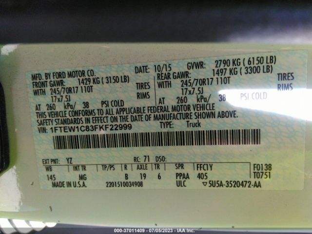 1FTEW1C83FKF22999 Ford F-150 Xlt/xl