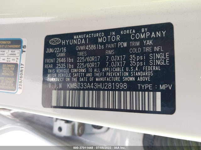Hyundai TUCSON SE 2017 KM8J33A43HU281998 Image 16