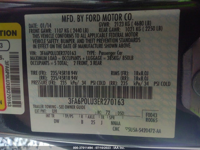 Ford Fusion Se Hybrid 2014 3FA6P0LU3ER270163 Image 9