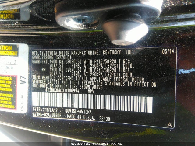 Toyota Venza Xle V6 2014 4T3BK3BBXEU106994 Image 9