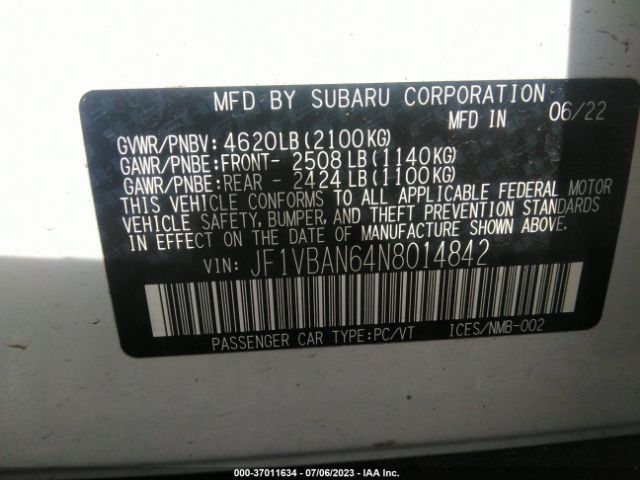 JF1VBAN64N8014842 Subaru Wrx Limited