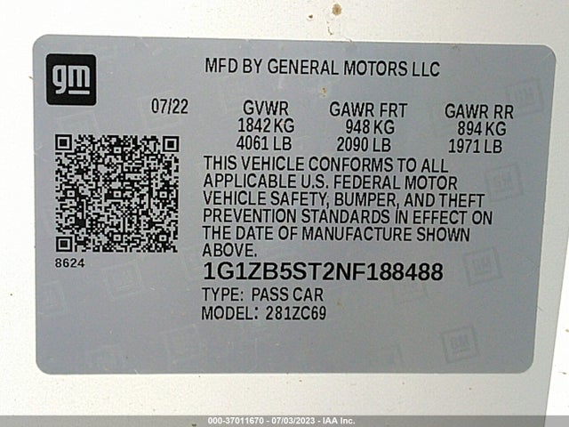 Chevrolet MALIBU LS 2022 1G1ZB5ST2NF188488 Image 9