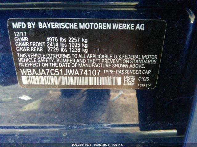 WBAJA7C51JWA74107 BMW 5 Series 530i Xdrive