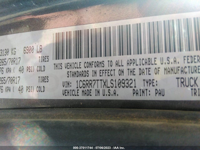 1C6RR7TTXLS109321 RAM 1500 Classic Slt