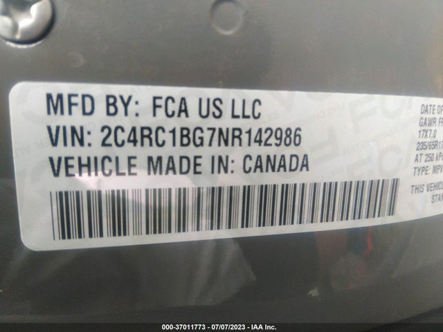 2C4RC1BG7NR142986 Chrysler Pacifica Touring L
