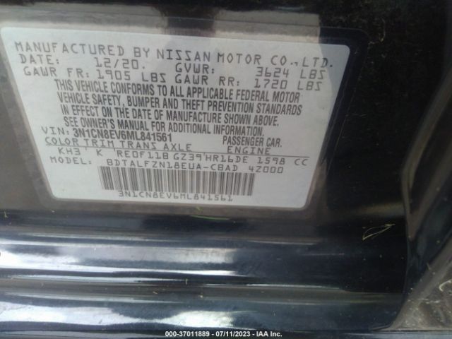 3N1CN8EV6ML841561 Nissan VERSA SV