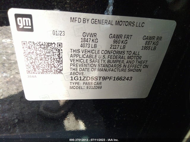 Chevrolet MALIBU LT 2023 1G1ZD5ST9PF166243 Image 9