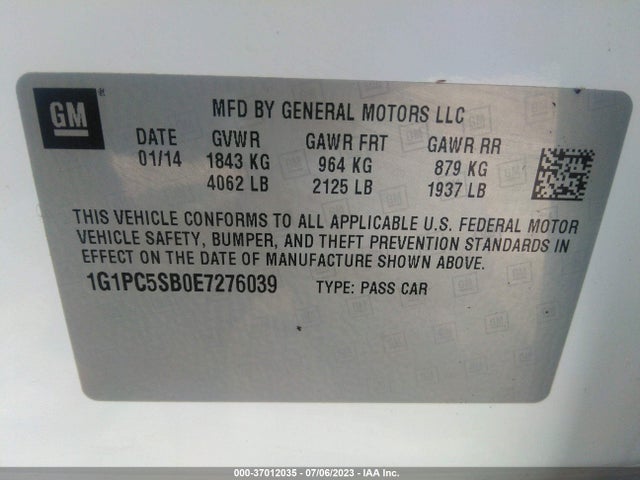 Chevrolet Cruze 1lt 2014 1G1PC5SB0E7276039 Image 9