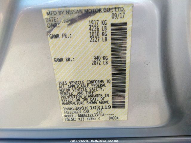1N4AL3AP3JC103119 Nissan Altima 2.5 Sv