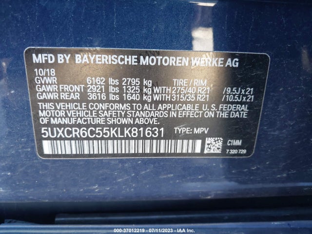 BMW X5 Xdrive40i 2019 5UXCR6C55KLK81631 Image 9