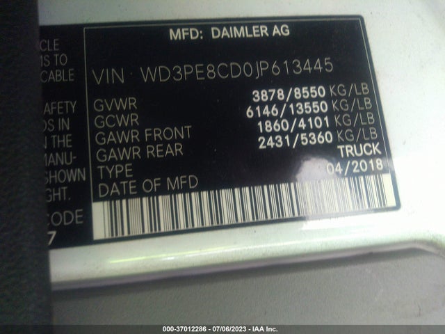 WD3PE8CD0JP613445 Mercedes-Benz SPRINTER CARGO VAN