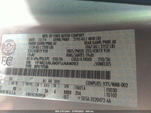 Ford Escape Titanium 2015 1FMCU9J90FUA84093 Image 16