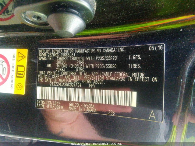 2T2ZZMCA3GC024734 Lexus RX 350