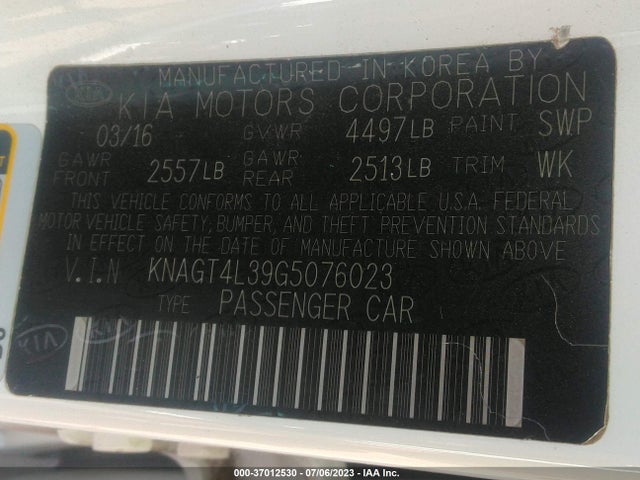 KIA Optima Lx 2016 KNAGT4L39G5076023 Image 15