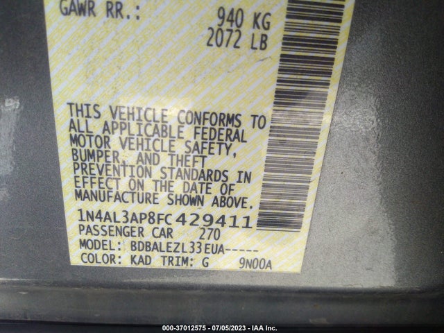 Nissan ALTIMA 2.5 2015 1N4AL3AP8FC429411 Image 15