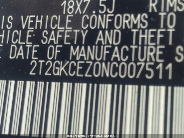 2022 Lexus NX, VIN: 2T2GKCEZ0NC007511