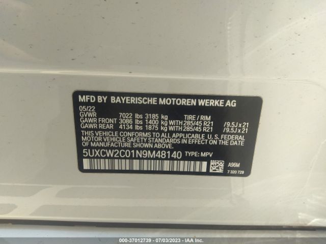 5UXCW2C01N9M48140 BMW X7 Xdrive40i