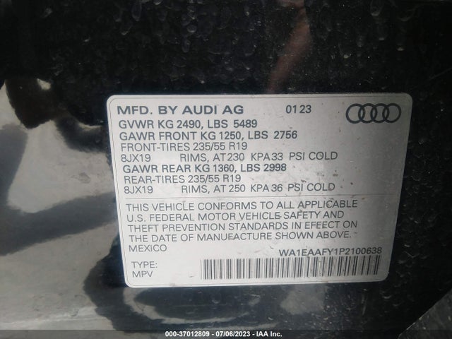 WA1EAAFY1P2100638 Audi Q5 S Line Premium Plus