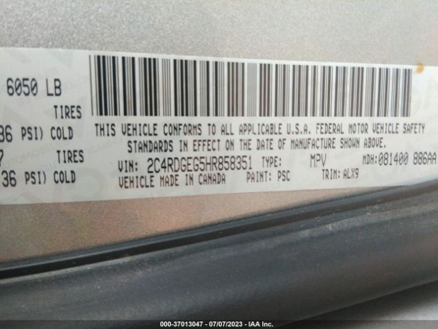 2C4RDGEG5HR858351 Dodge Grand Caravan Gt