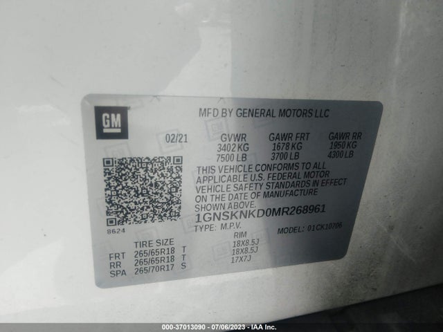 Chevrolet Tahoe Lt 2021 1GNSKNKD0MR268961 Image 9