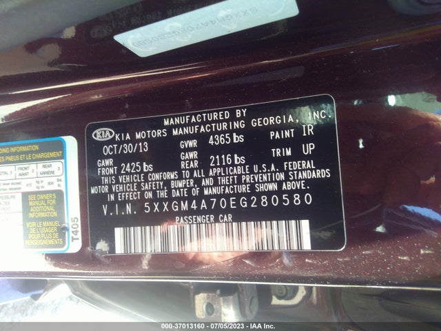 KIA Optima Lx 2014 5XXGM4A70EG280580 Image 10