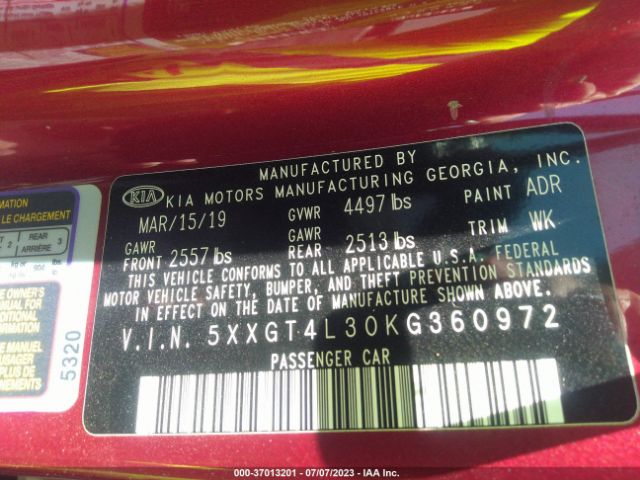 5XXGT4L30KG360972 KIA Optima S