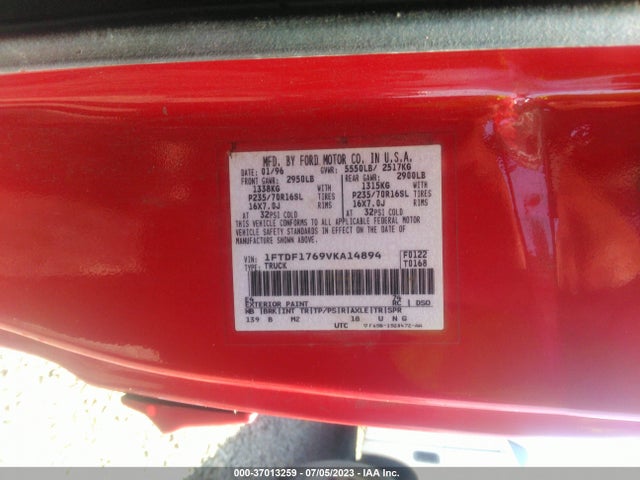 1997 FORD F-150 VIN: 1FTDF1769VKA14894
