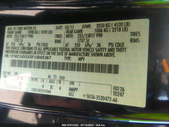 1FMCU0GX5FUB95367 Ford ESCAPE SE