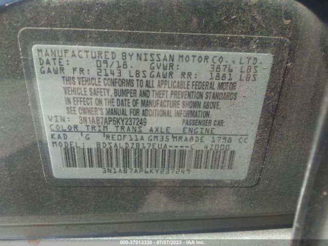 3N1AB7AP6KY237249 Nissan SENTRA SV