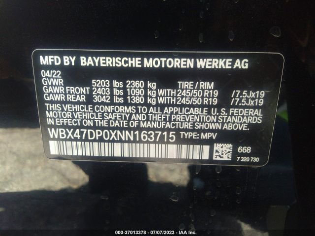 WBX47DP0XNN163715 BMW X3 Sdrive30i