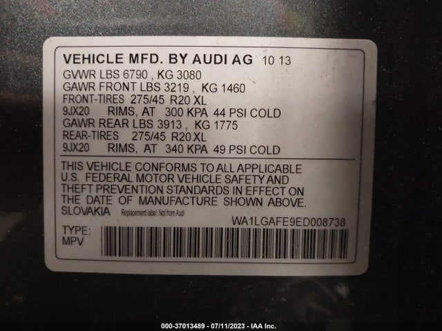 WA1LGAFE9ED008738 Audi Q7 3.0t Premium Plus