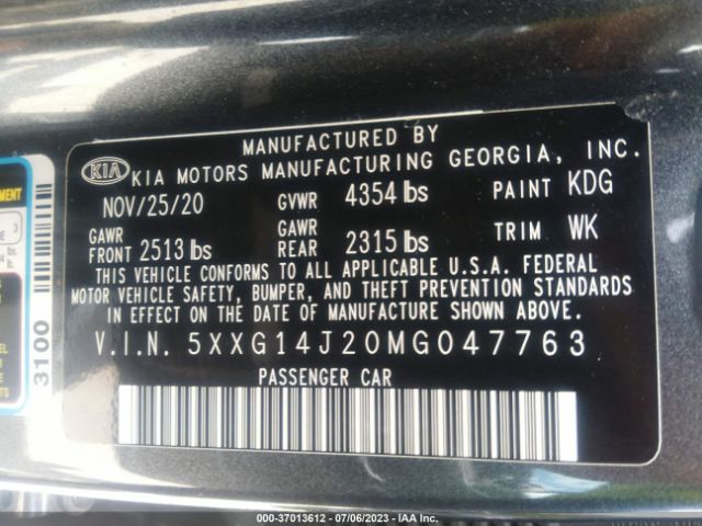 5XXG14J20MG047763 KIA K5 LXS