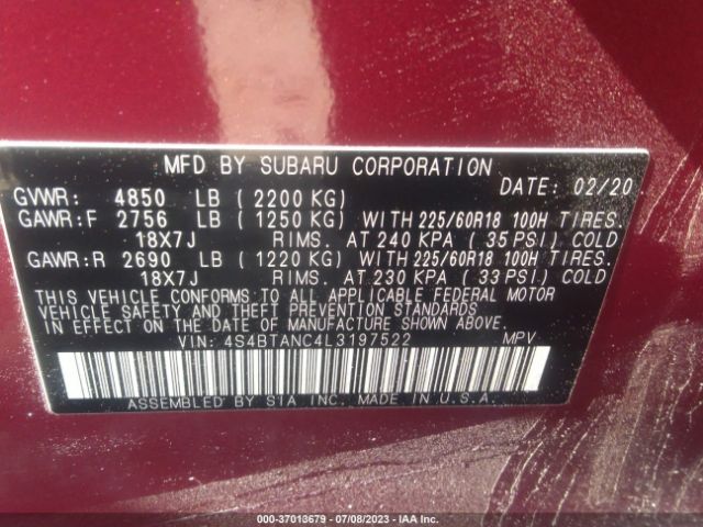 4S4BTANC4L3197522 Subaru Outback Limited