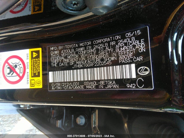 2015 Lexus ES, VIN: JTHBK1GGXF2202545