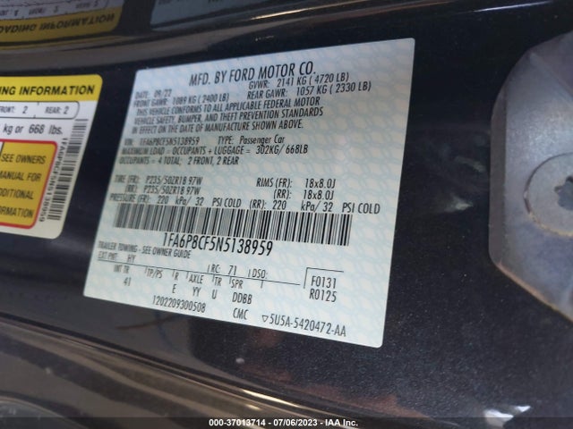 Ford MUSTANG GT 2022 1FA6P8CF5N5138959 Image 15