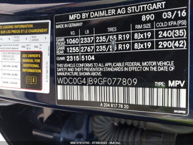 WDC0G4JB9GF077809 Mercedes-Benz Glc Glc 300