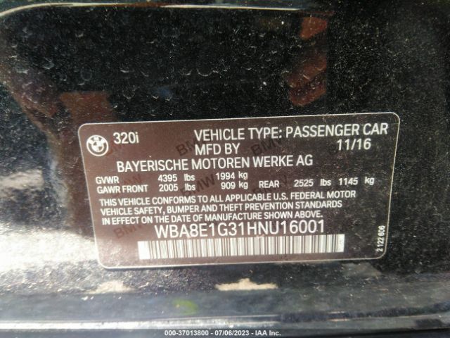 WBA8E1G31HNU16001 BMW 3 Series 320i