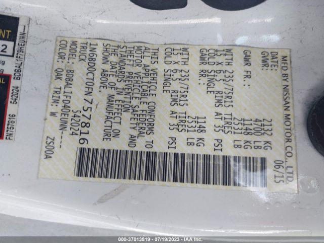 1N6BD0CT0FN757816 Nissan FRONTIER S
