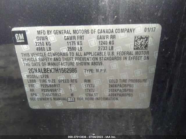 Chevrolet EQUINOX LS 2017 2GNALBEK7H1562986 Image 9
