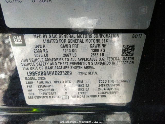 LRBFXBSA9HD223289 Buick Envision Essence