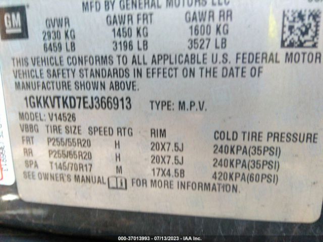 1GKKVTKD7EJ366913 GMC Acadia Denali