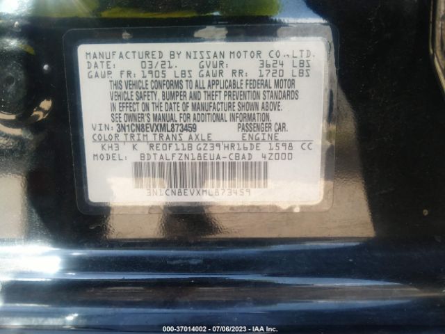 3N1CN8EVXML873459 Nissan VERSA SV