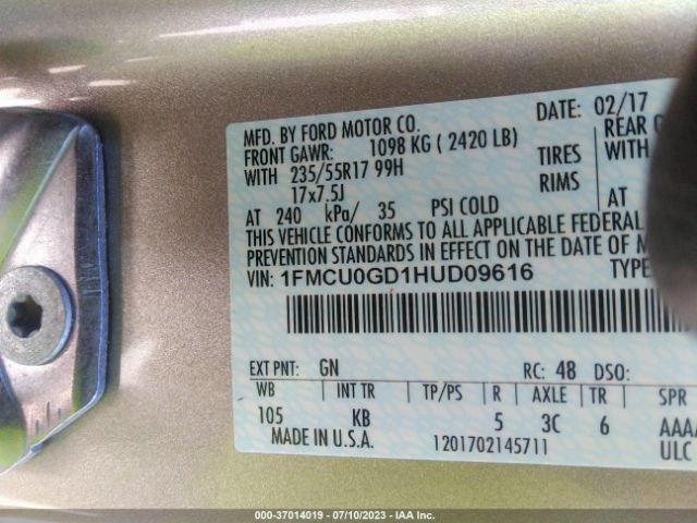 1FMCU0GD1HUD09616 Ford ESCAPE SE