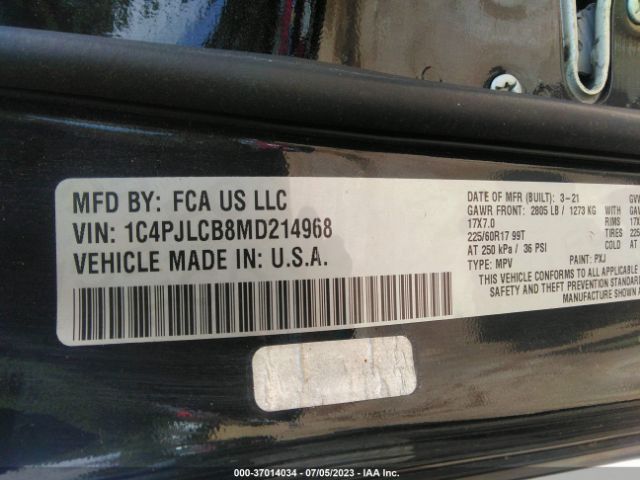 1C4PJLCB8MD214968 Jeep Cherokee Latitude
