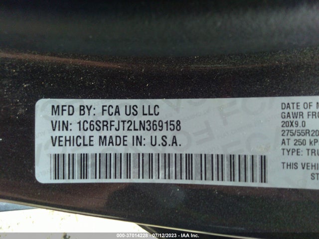1C6SRFJT2LN369158 RAM 1500 Laramie