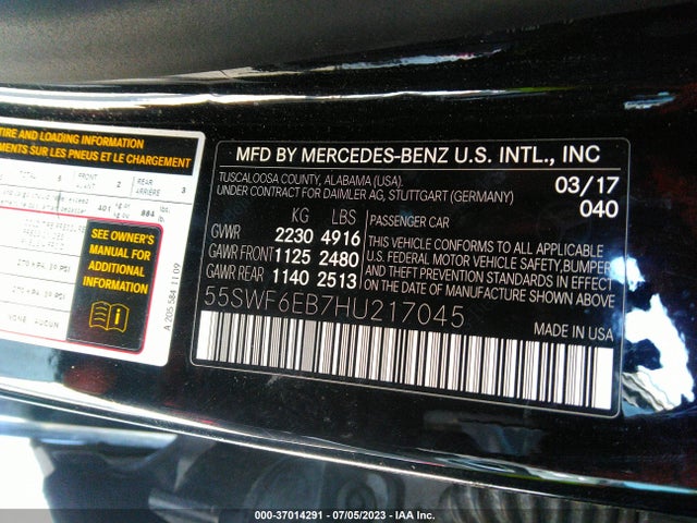 55SWF6EB7HU217045 Mercedes-Benz C-class Amg C 43