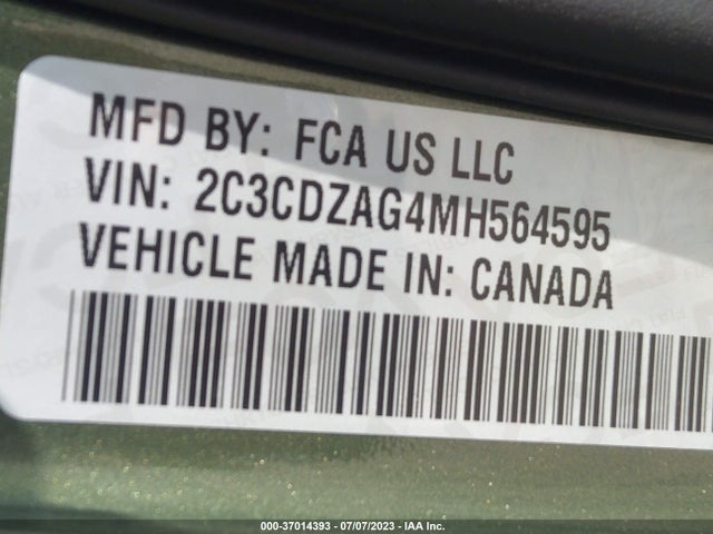 Dodge Challenger Sxt 2021 2C3CDZAG4MH564595 Image 9
