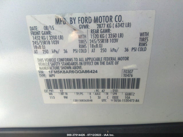Ford UTILITY POLICE 2016 1FM5K8AR6GGA86424 Image 15