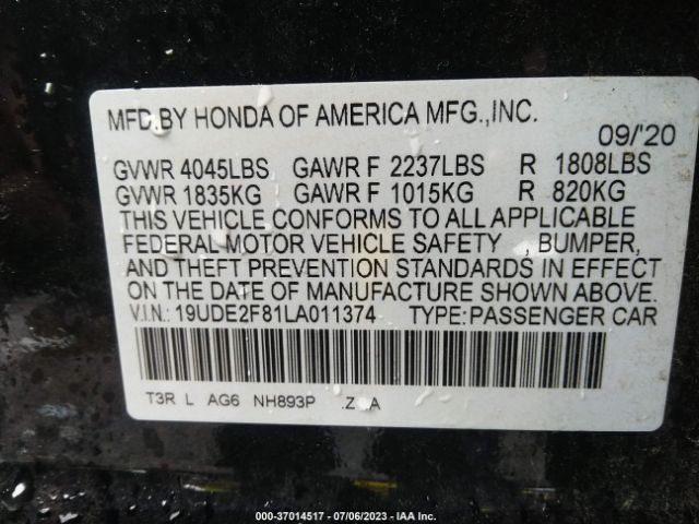 19UDE2F81LA011374 Acura Ilx Pkg