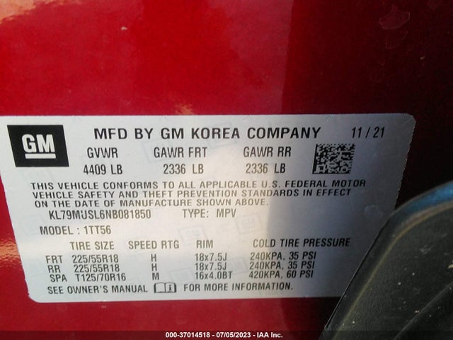 Chevrolet Trailblazer Rs 2022 KL79MUSL6NB081850 Image 9